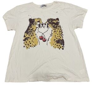 Letluv for Anthropologie Leopard Print heart cherry graphic tee valentines